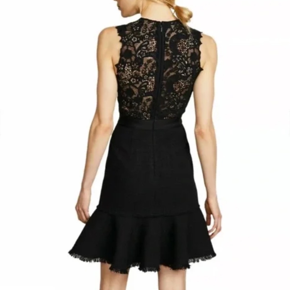 Rebecca Taylor Luna Script Lace Tweed Midi Dress Size 0 Black Chic Corpcore - Picture 6 of 15